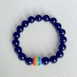 iHeart LGBTQ+ Pride Rainbow Handmade Braided Bracelet - Black